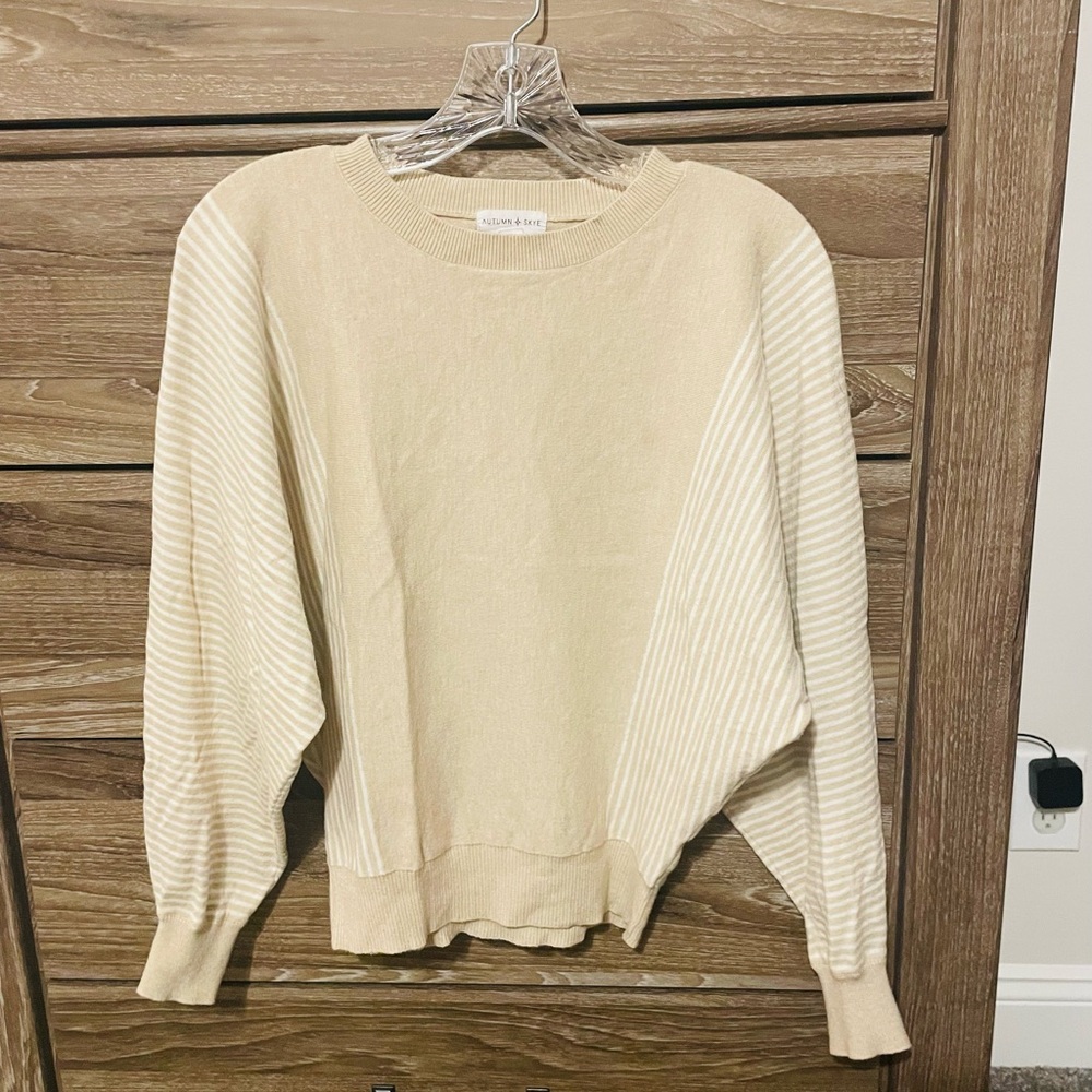 Beige & Cream Striped Women's Top